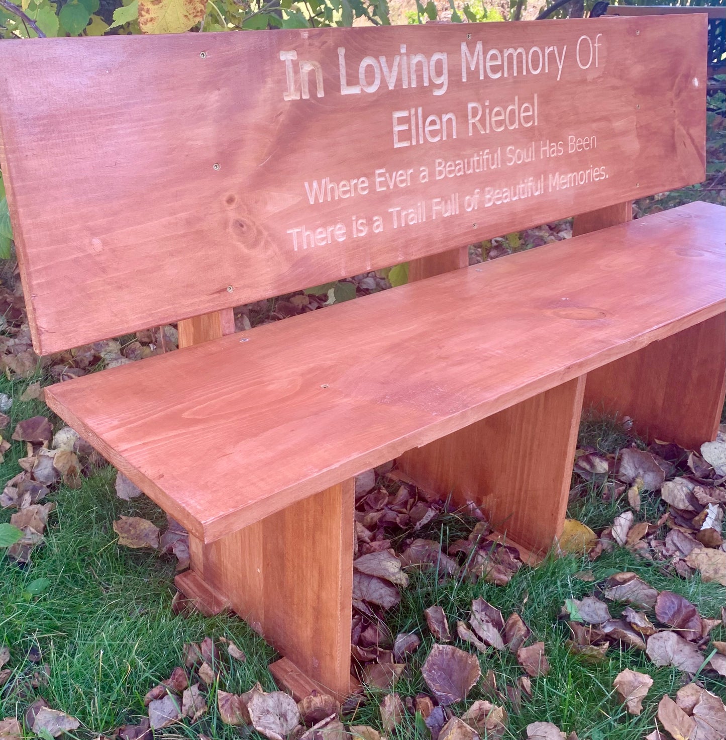 Personalized Wooden Memorial Bench, Decorative Wood Outdoor Park Garden Bench Custom