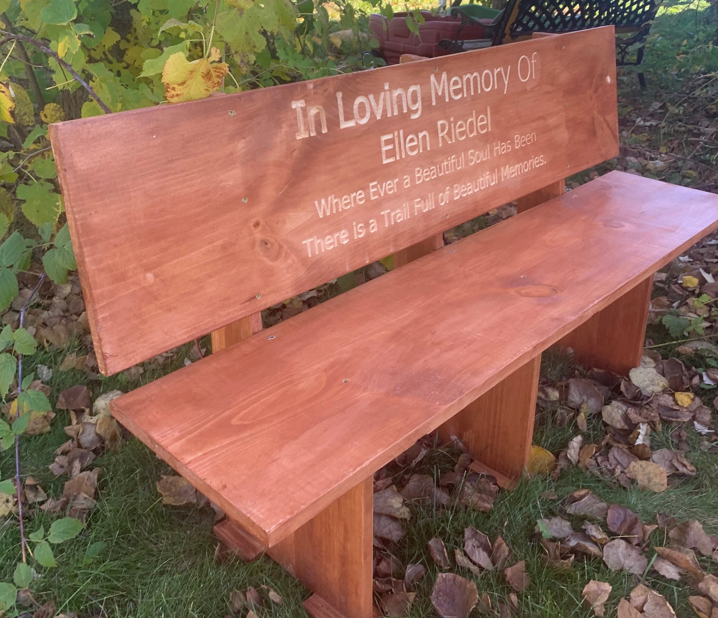 Personalized Wooden Memorial Bench, Decorative Wood Outdoor Park Garden Bench Custom