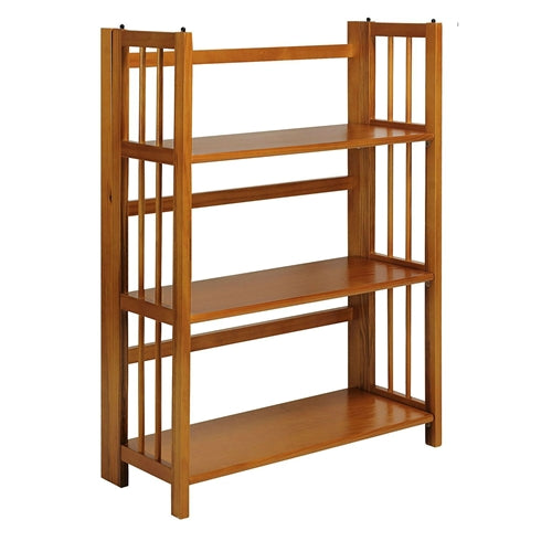 3-Shelf Folding Storage Shelves Bookcase in Honey Oak Finish