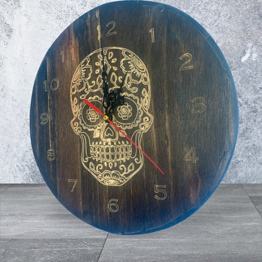 Clock 11inch Sugar Skull Hangable Wall Clock Day of the Dead