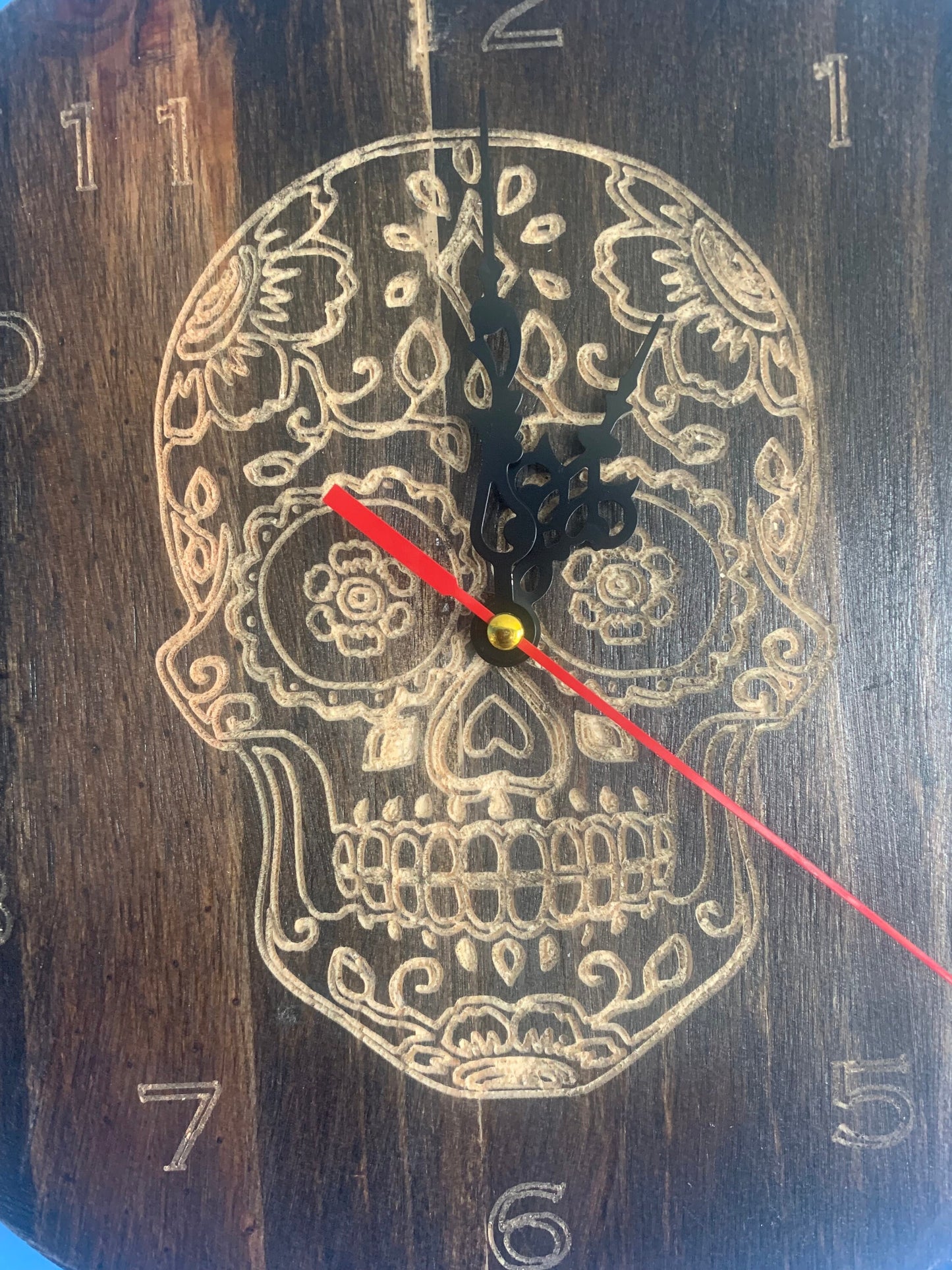 Clock 11inch Sugar Skull Hangable Wall Clock Day of the Dead