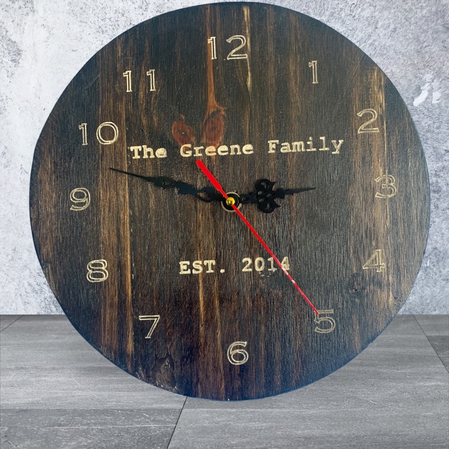 Personalized Family Clock, Custom Hanging Clock, Wooden Wall Clock, Family Name, Housewarming Gift, Gift for Wedding