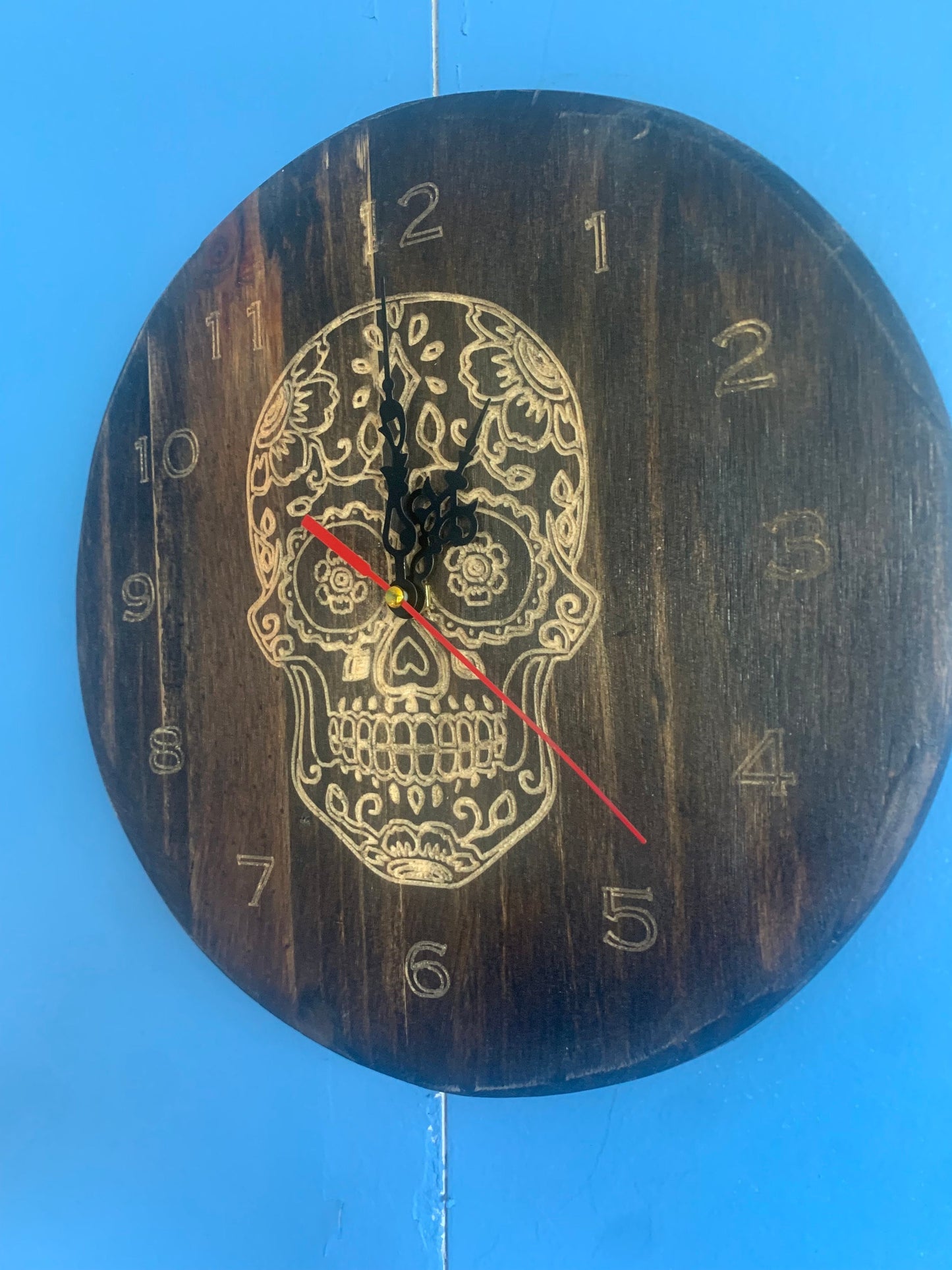 Clock 11inch Sugar Skull Hangable Wall Clock Day of the Dead