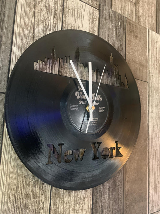 Vinyl Record City Wall Clock, Custom Name City Music Record Decorative Clock, Music Themed Gift, Vintage Record Wall Decor, Musician Gifts