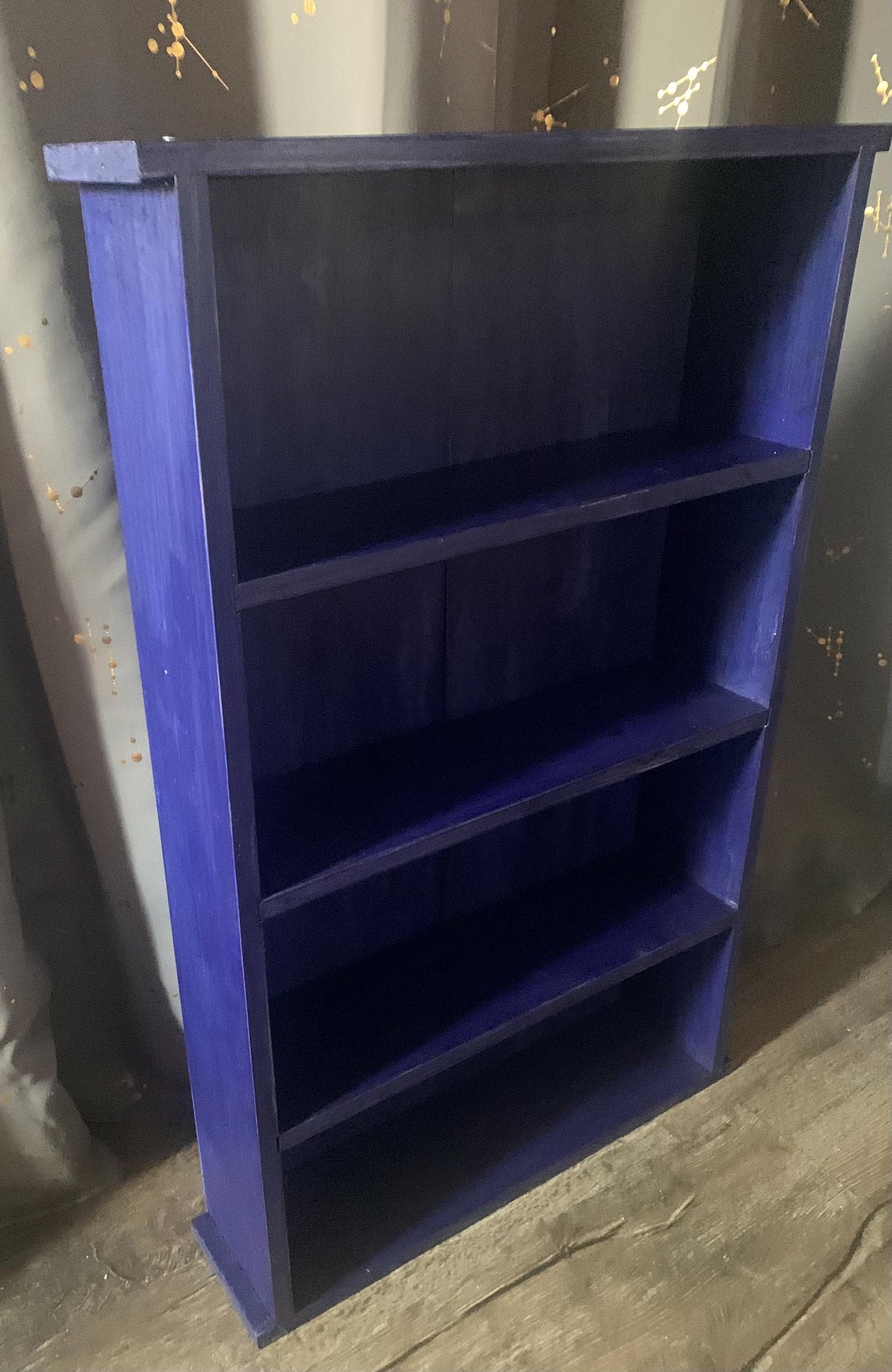 Wood Bookshelf Medium Size Blue Made of Real Wood