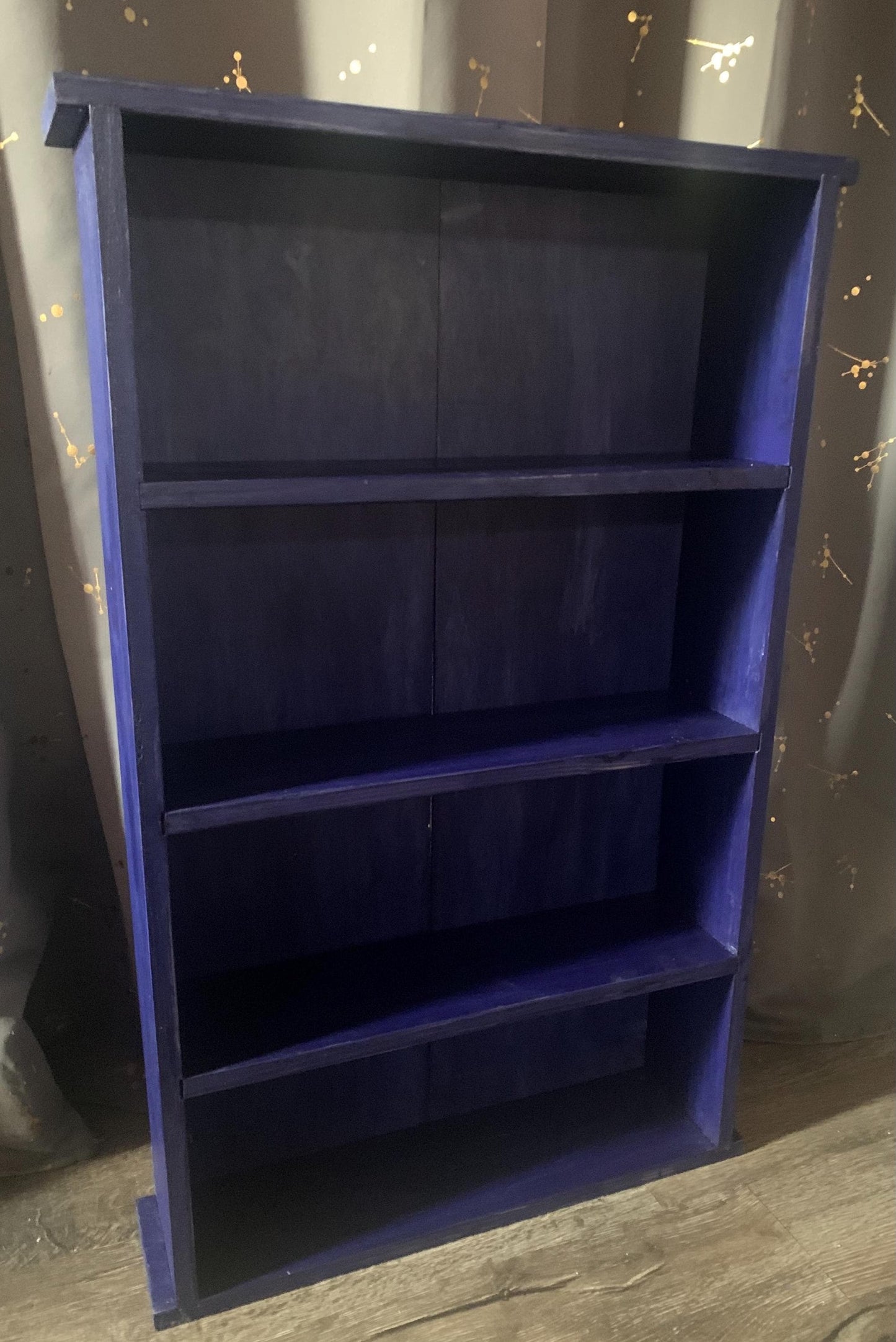 Wood Bookshelf Medium Size Blue Made of Real Wood